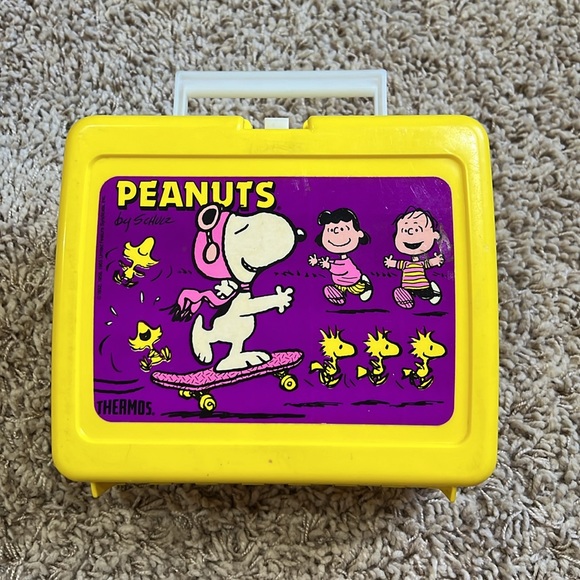 Peanuts Other Rare Vintage Peanuts Plastic Thermos Lunchbox Yellow
